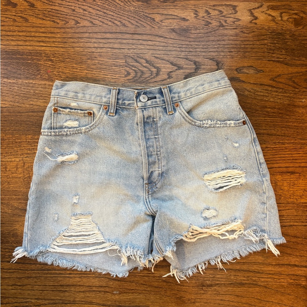 Abercrombie and fitch Distressed Light Blue Denim Shorts size 4 EUC